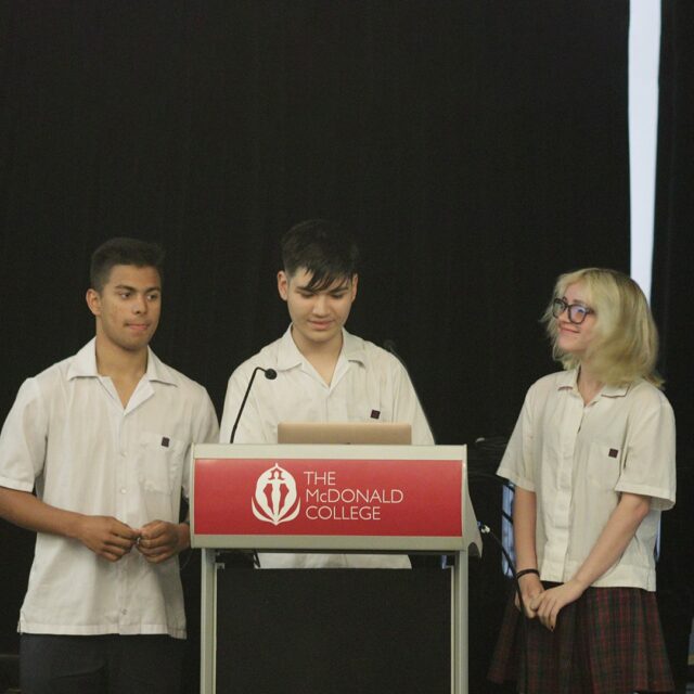 sCIENCE AND GEOGRAPHY STUDENTS present their Earthshot project in the school - mcdonald college north strathfield